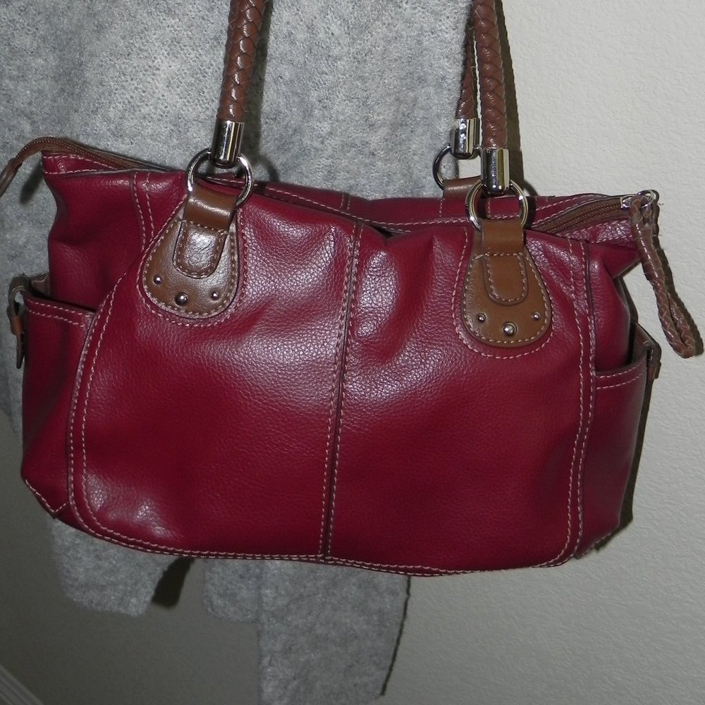 RELIC VTG Faux Leather Satchel Handbag Braided Handles.